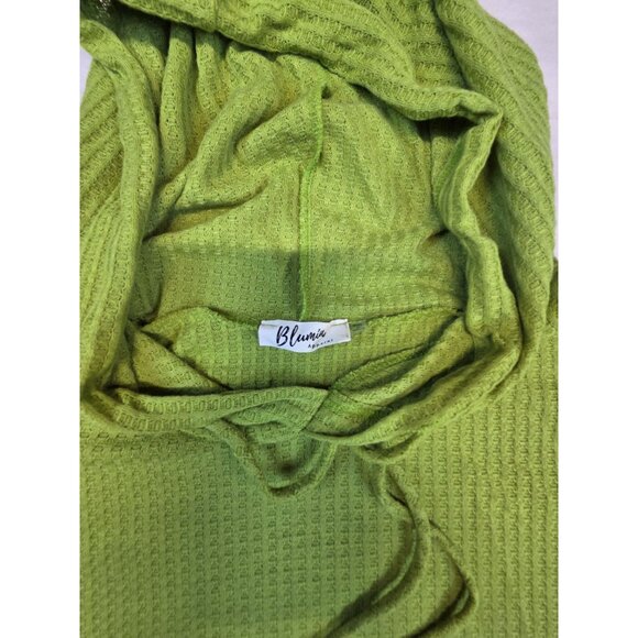 Blumin No Sleeve Hoodie Waffle Pullover Pockets Green Womens Oversized - Picture 4 of 7